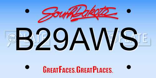 B29AWS South Dakota License Plate