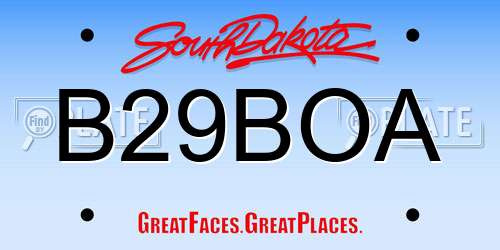 B29BOA South Dakota License Plate