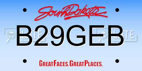 B29GEB South Dakota License Plate