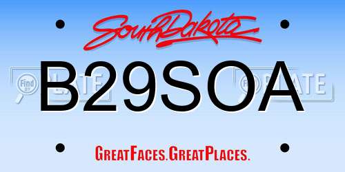 B29SOA South Dakota License Plate