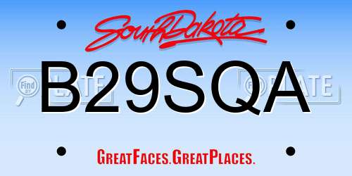 B29SQA South Dakota License Plate