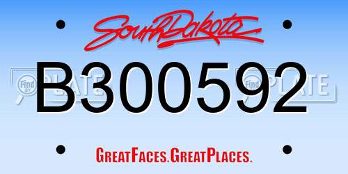 B300592 South Dakota License Plate