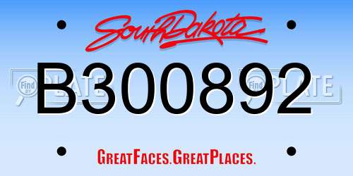 B300892 South Dakota License Plate