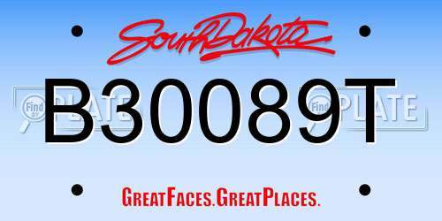 B30089T South Dakota License Plate