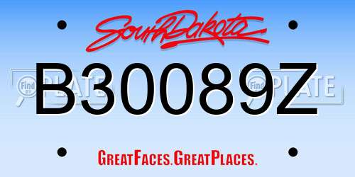 B30089Z South Dakota License Plate