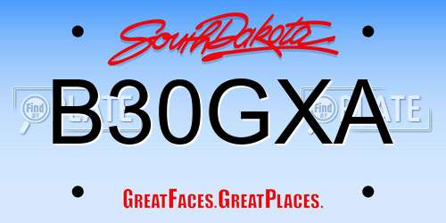 B30GXA South Dakota License Plate