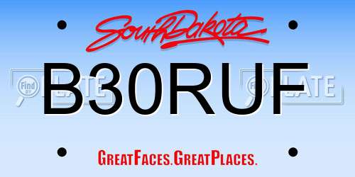 B30RUF South Dakota License Plate
