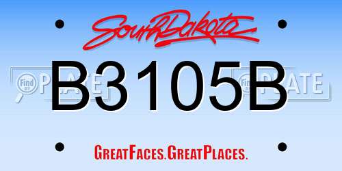B3105B South Dakota License Plate
