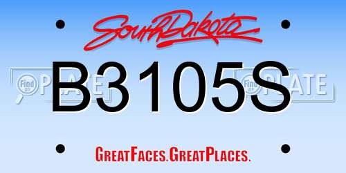 B3105S South Dakota License Plate