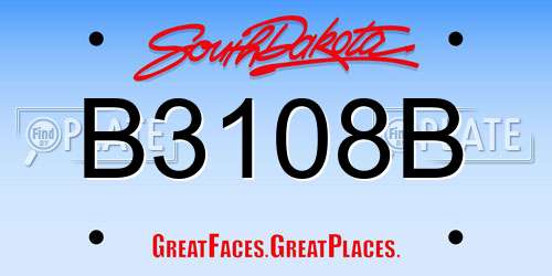 B3108B South Dakota License Plate