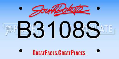 B3108S South Dakota License Plate