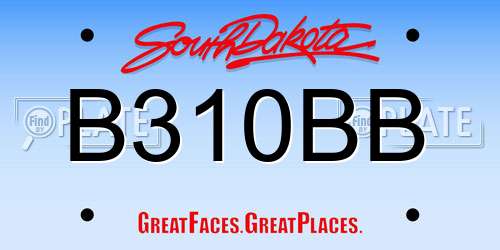 B310BB South Dakota License Plate