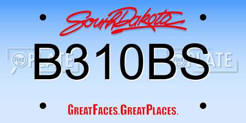 B310BS South Dakota License Plate