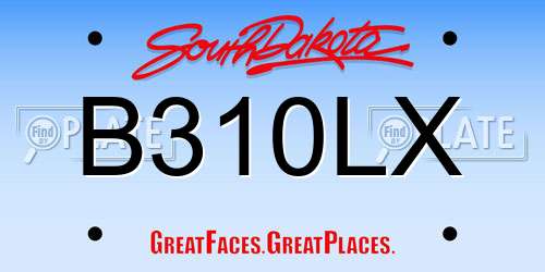 B310LX South Dakota License Plate