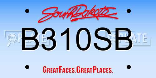 B310SB South Dakota License Plate