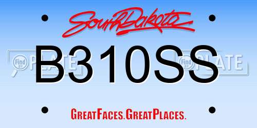 B310SS South Dakota License Plate