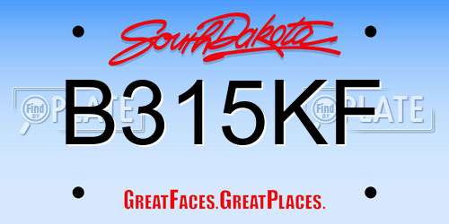 B315KF South Dakota License Plate