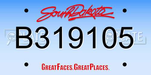 B319105 South Dakota License Plate
