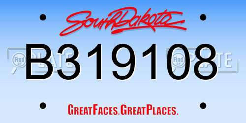 B319108 South Dakota License Plate