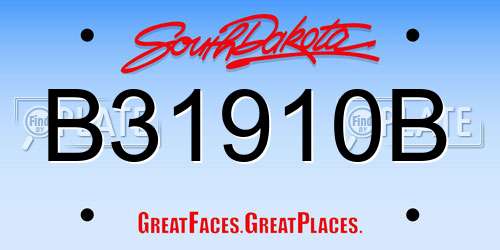 B31910B South Dakota License Plate