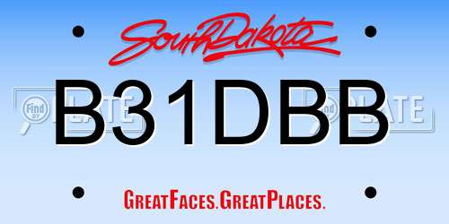 B31DBB South Dakota License Plate