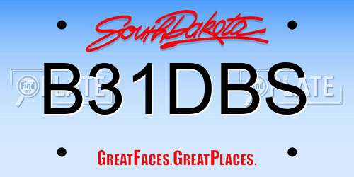 B31DBS South Dakota License Plate