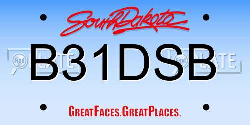B31DSB South Dakota License Plate