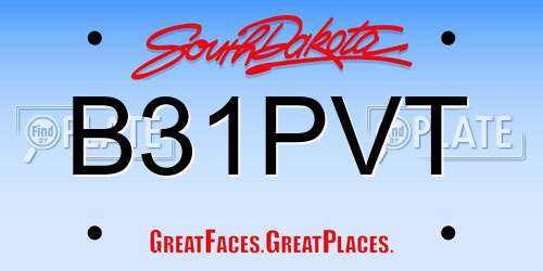 B31PVT South Dakota License Plate