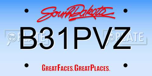B31PVZ South Dakota License Plate