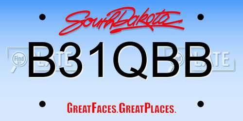 B31QBB South Dakota License Plate