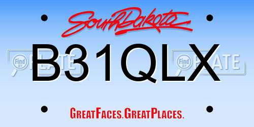 B31QLX South Dakota License Plate