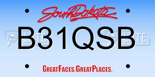 B31QSB South Dakota License Plate