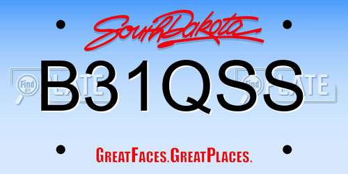 B31QSS South Dakota License Plate