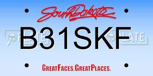 B31SKF South Dakota License Plate