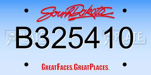 B325410 South Dakota License Plate