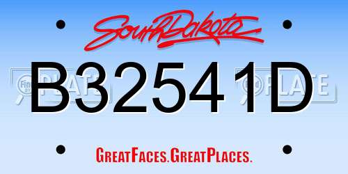 B32541D South Dakota License Plate
