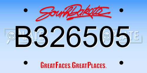 B326505 South Dakota License Plate