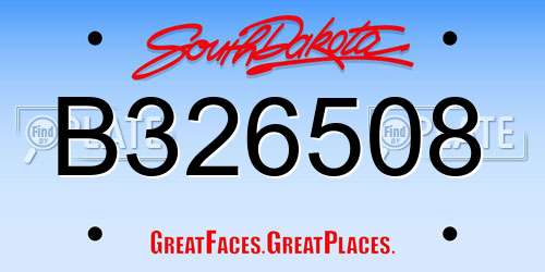 B326508 South Dakota License Plate