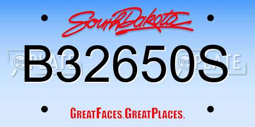 B32650S South Dakota License Plate