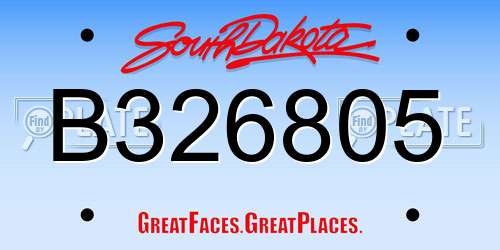 B326805 South Dakota License Plate
