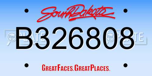 B326808 South Dakota License Plate