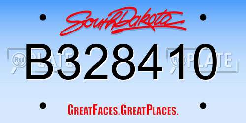 B328410 South Dakota License Plate