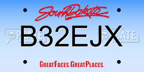 B32EJX South Dakota License Plate