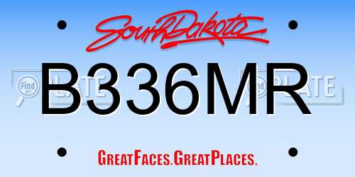 B336MR South Dakota License Plate