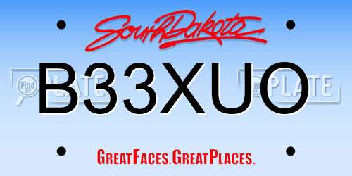 B33XUO South Dakota License Plate