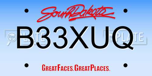 B33XUQ South Dakota License Plate