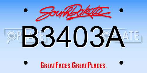 B3403A South Dakota License Plate