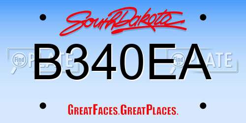 B340EA South Dakota License Plate