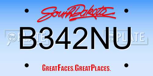 B342NU South Dakota License Plate
