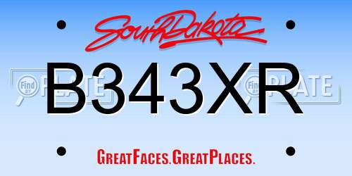 B343XR South Dakota License Plate